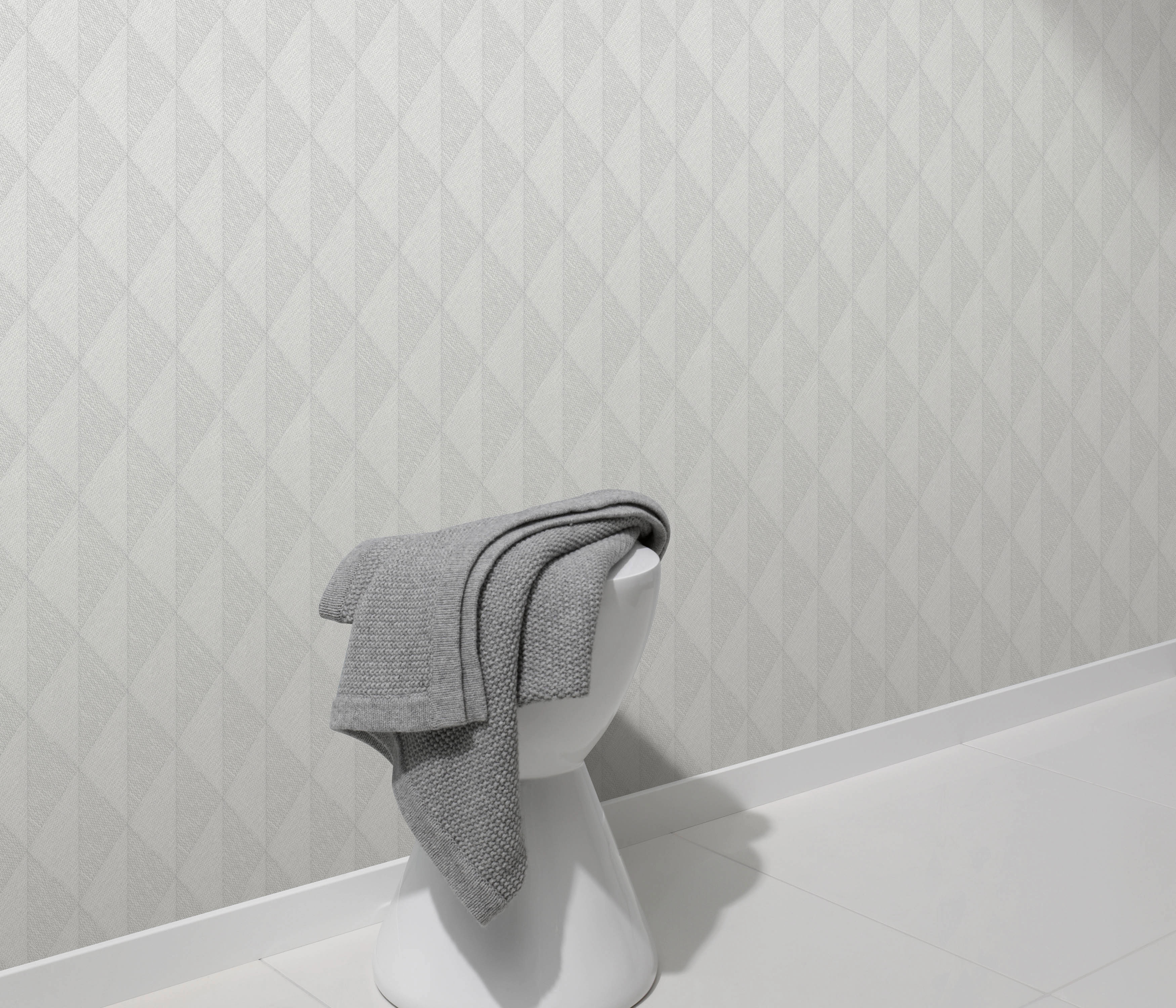 Szürke dekor tapéta geometriai mintával textil struktúrával