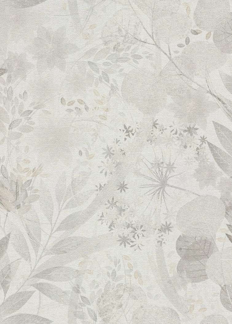 Szürke dekor tapéta levél mintával textil struktúrával