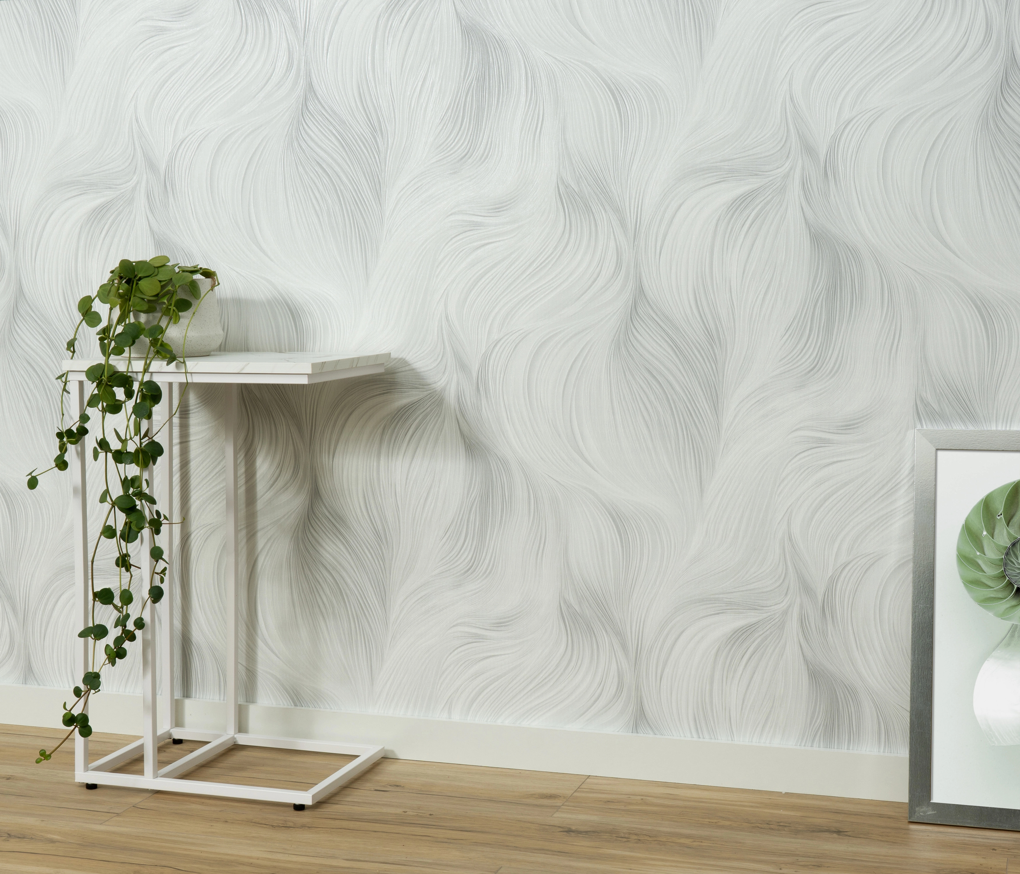 Szürke dekor tapéta modern hullám mintával