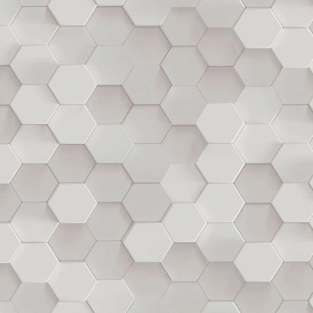 Szürke design tapéta 3D hatású méhsejt geometrikus mintával