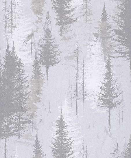 Szürke design tapéta erdei fenyőfa mintával