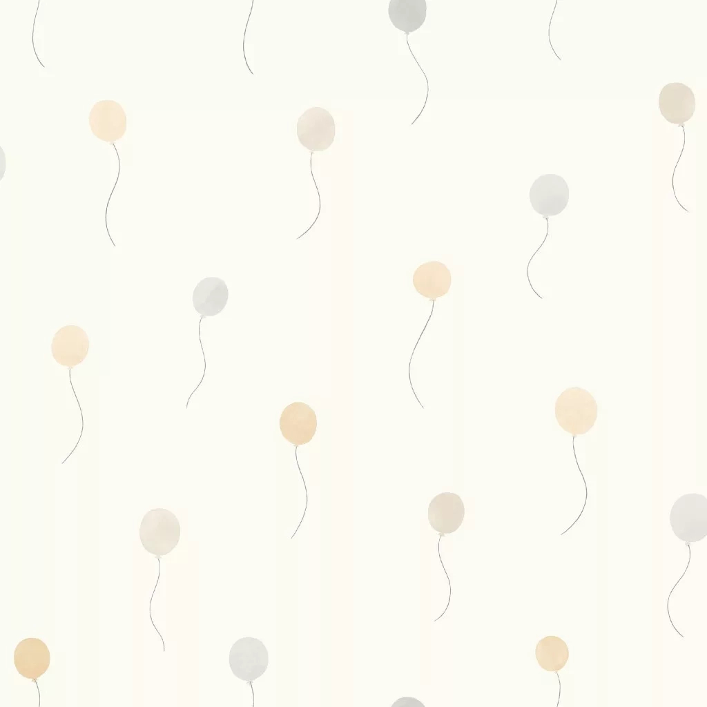 Szürke és beige lebegő lufi mintás vintage gyerek dekor tapéta