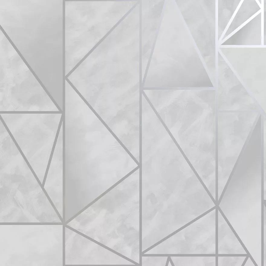 Szürke ezüst geometrikus mintás modern tapéta