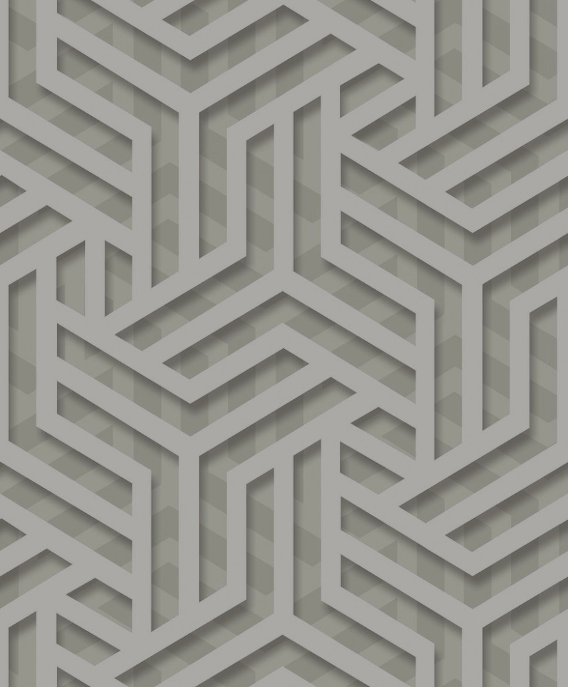Szürke ezüst metál fényű 3D hatású geometrikus mintás dekor tapéta