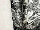 Szürke, ezüst metál fényű dzsungel mintás design tapéta