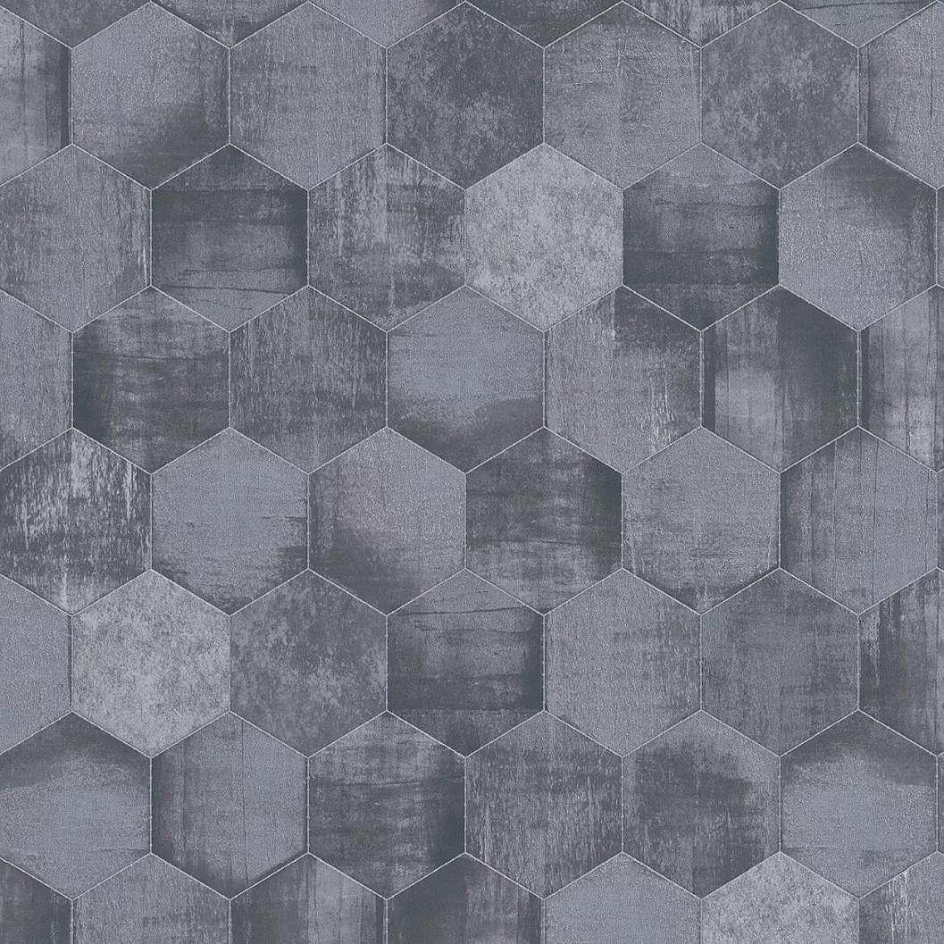 Szürke-ezüst metált hatású geometrikus mintás vlies tapéta