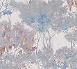 Szürke fa és levél minta szürkés fehér háttérel mintás akvarell design tapéta