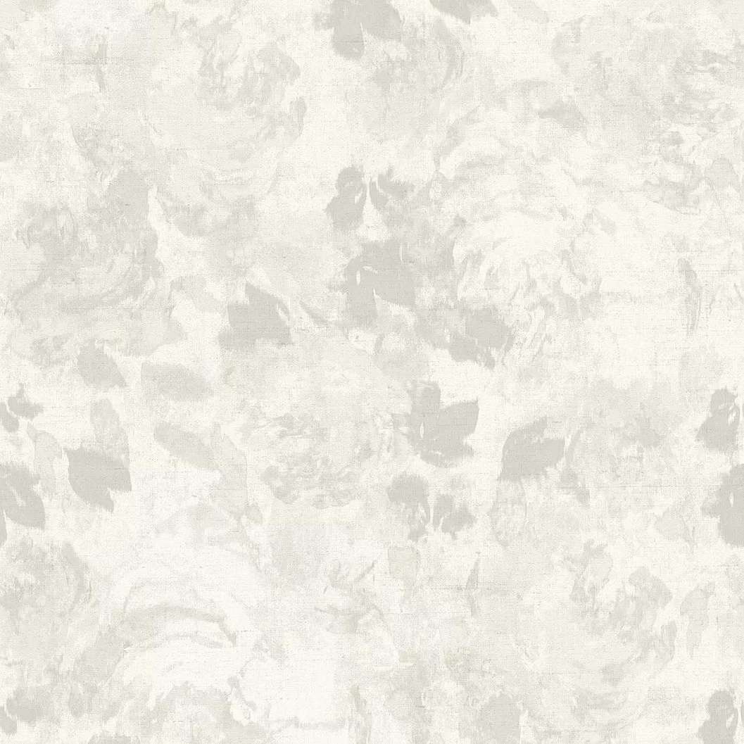 Szürke-fehér akvarell hatású virágmintás design tapéta