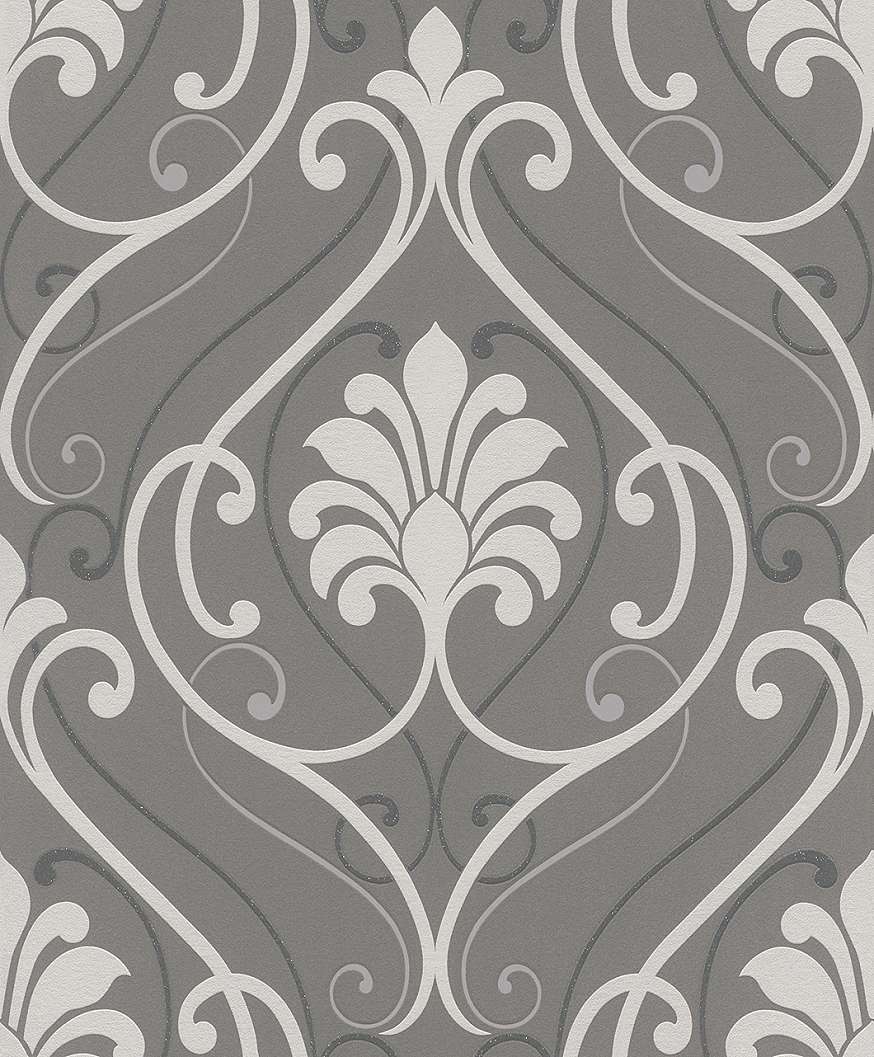 Szürke fehér barokk design mintás tapéta