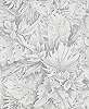 Szürke fehér botanikus levélmintás mosható design tapéta