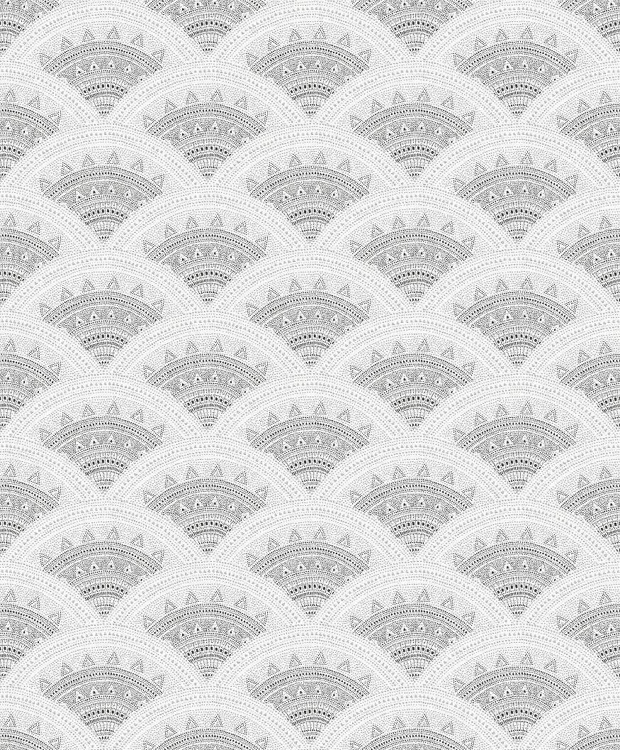 Szürke fehér orientális geometrikus mintás Khroma design tapéta