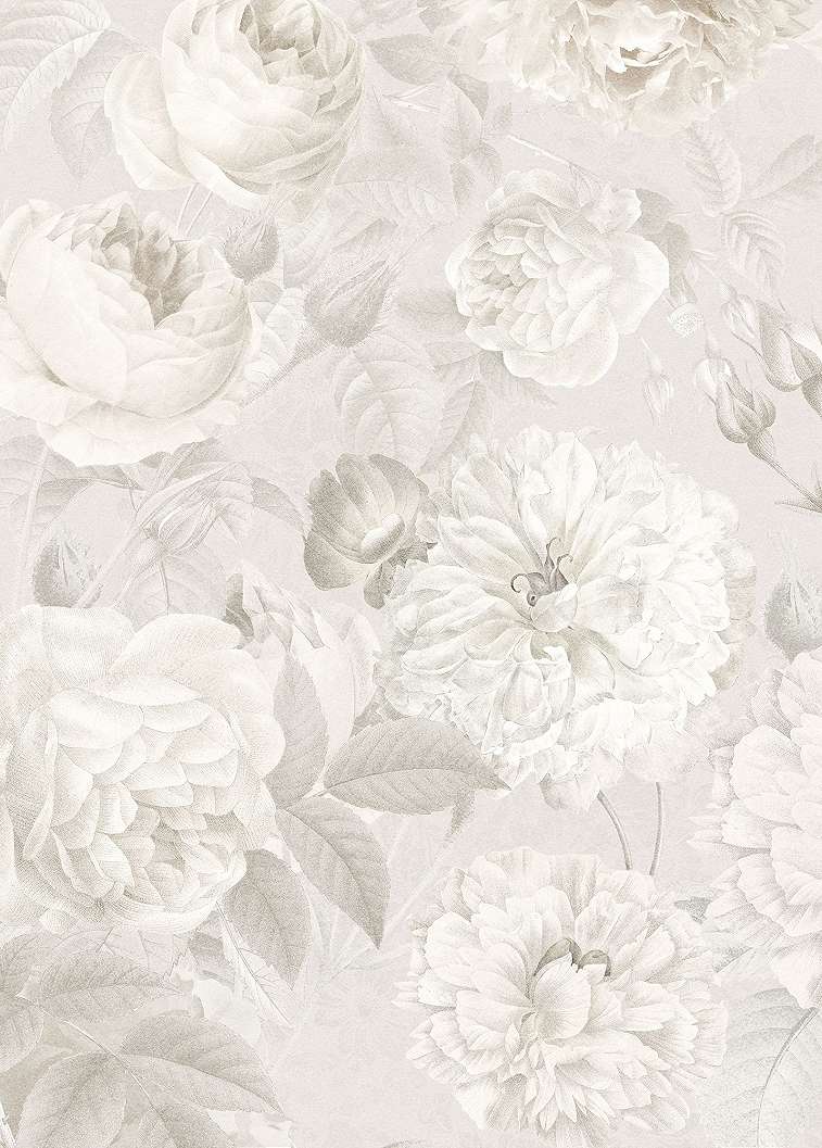 Szürke fehér virágok fali poszter