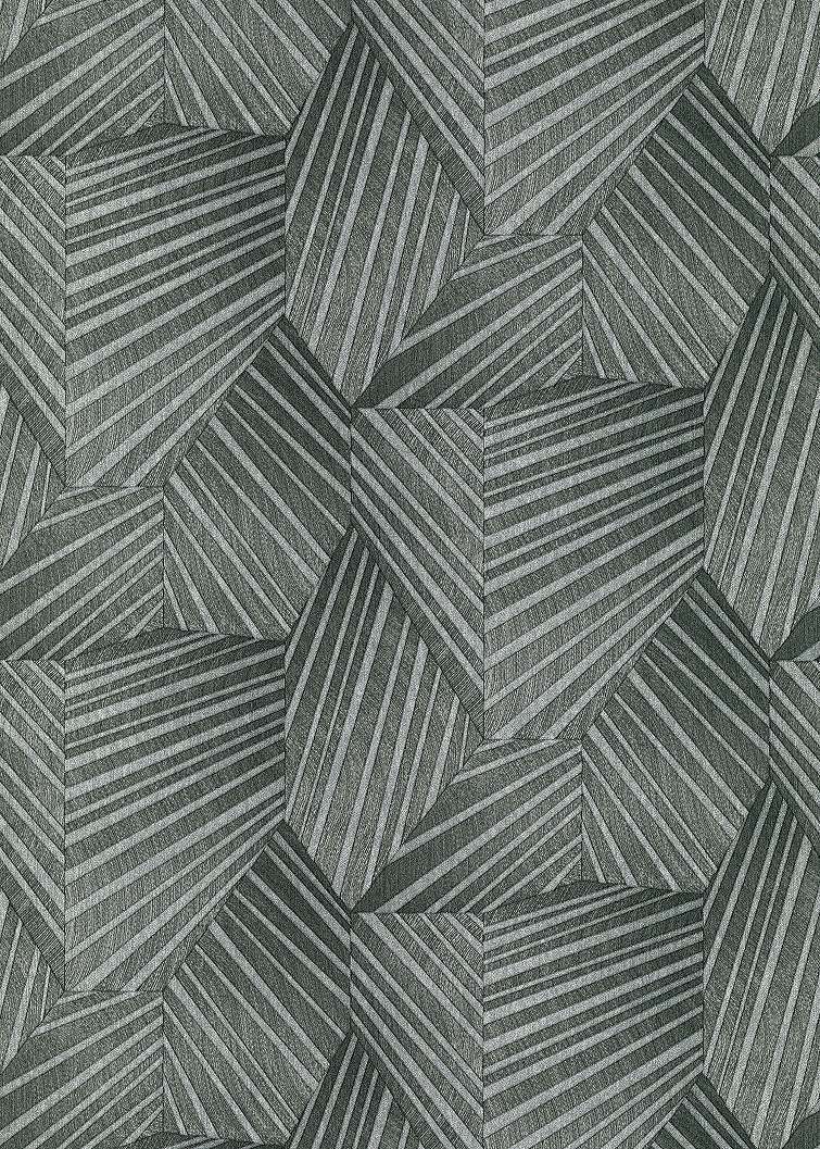 Szürke fekete dekor tapéta metál geometrikus mintával
