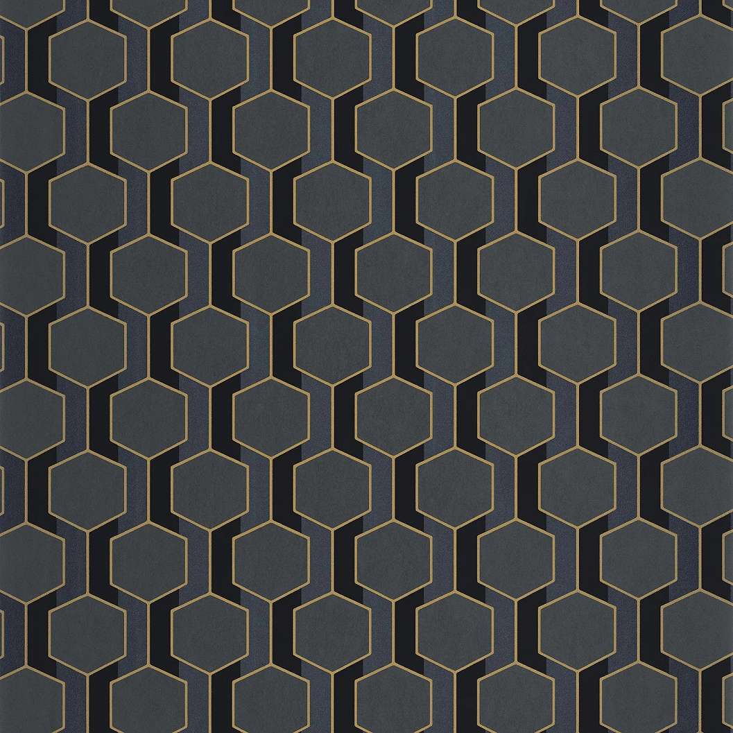 Szürke fekete modern hexagon mintás design tapéta