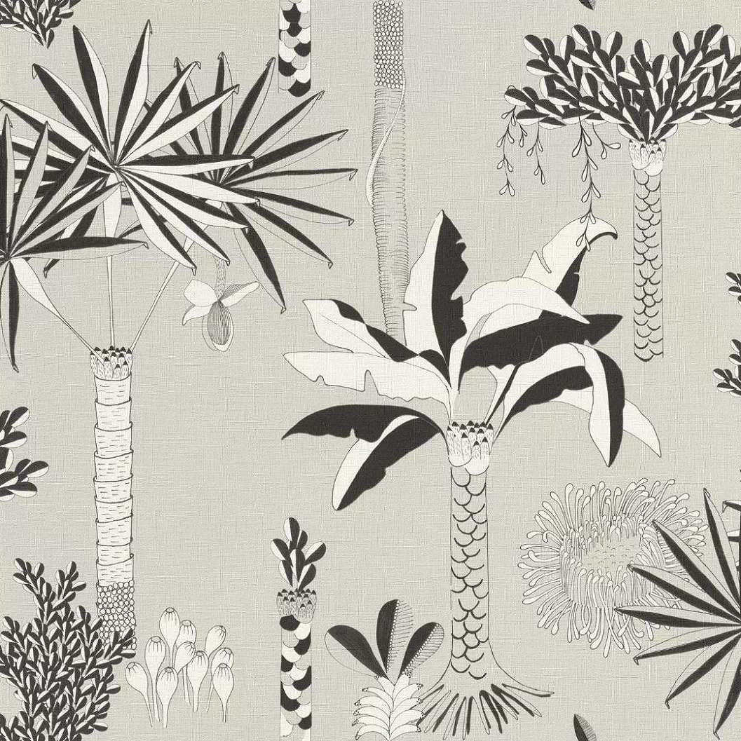 Szürke-fekete pálmafa mintás design tapéta skandináv stílusban