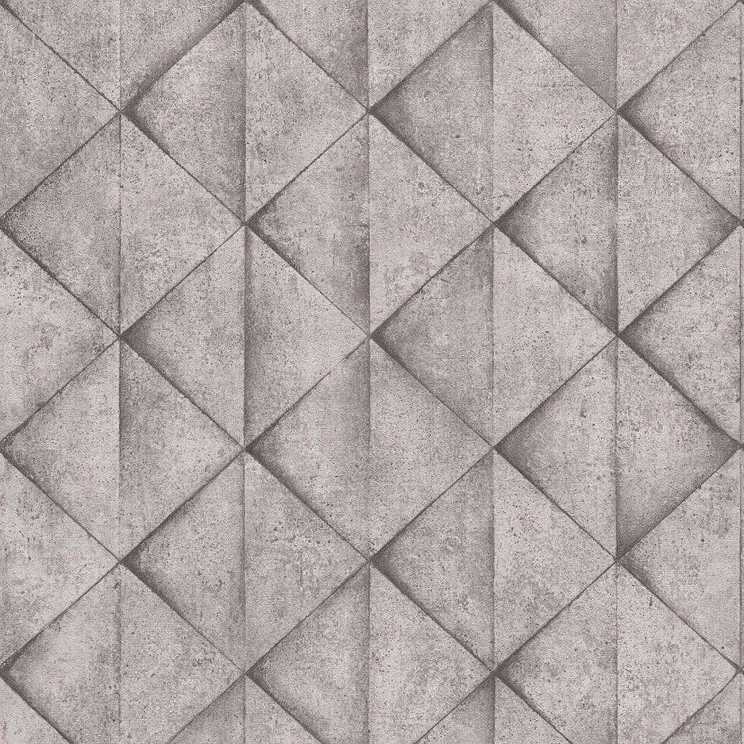 Szürke geometriai mintás tapéta loft betonhatású mintával