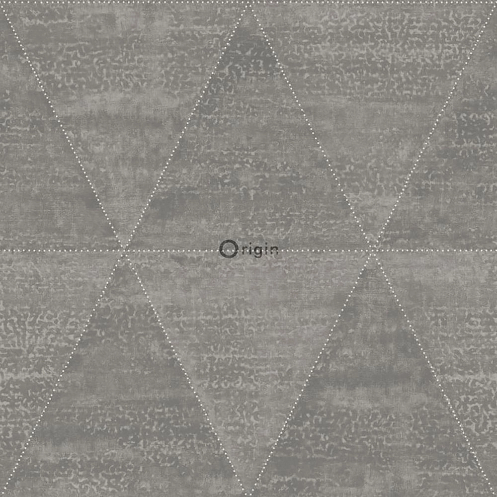Szürke háromszög mintás design tapéta fémes hatással