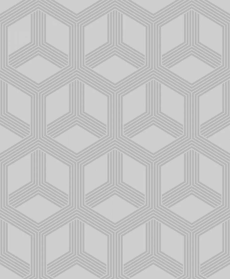 Szürke hexagon geometrikus mintás vlies dekor tapéta