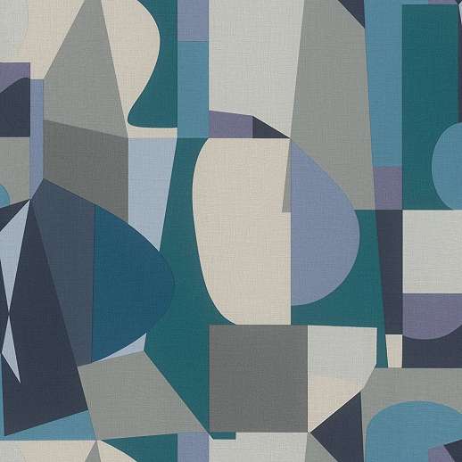 Szürke kék geometrikus mintás dekor tapéta nagyléptékű mintával