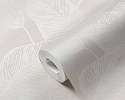 Szürke levélmintás tapéta textilhatású szürke alapon PVC mentes