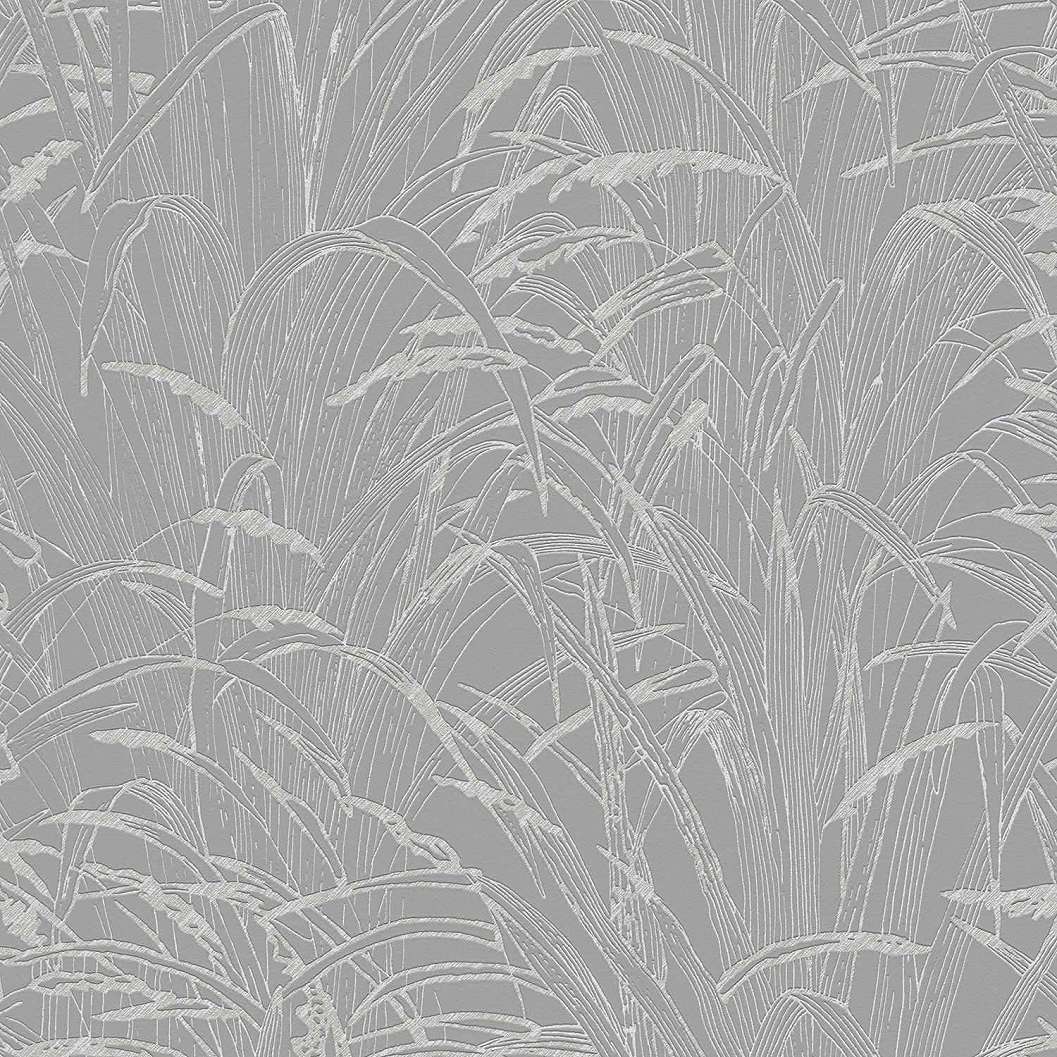 Szürke minimál design tapéta nád levél mintával