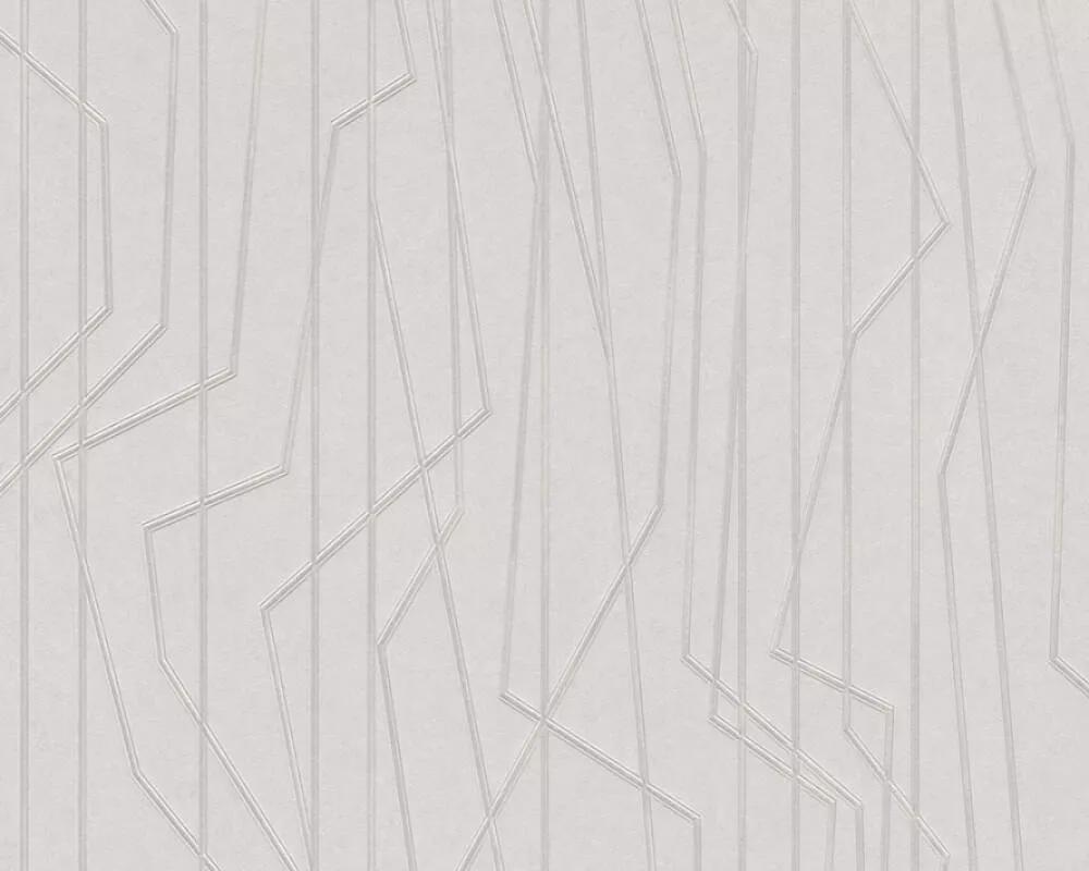 Szürke modern geometriai mintás tapéta csíkozott mintával
