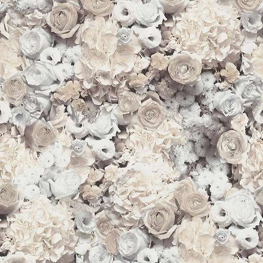 Szürke romantikus rózsa mintás tapéta gyöngyház fényű felülettel