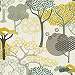 Szürke sárga famintás japán stílusú dekor tapéta