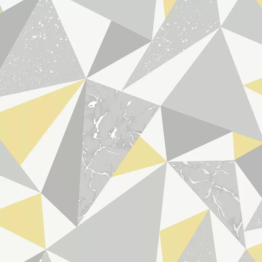 Szürke sárga geometrikus mintás vlies dekor tapéta