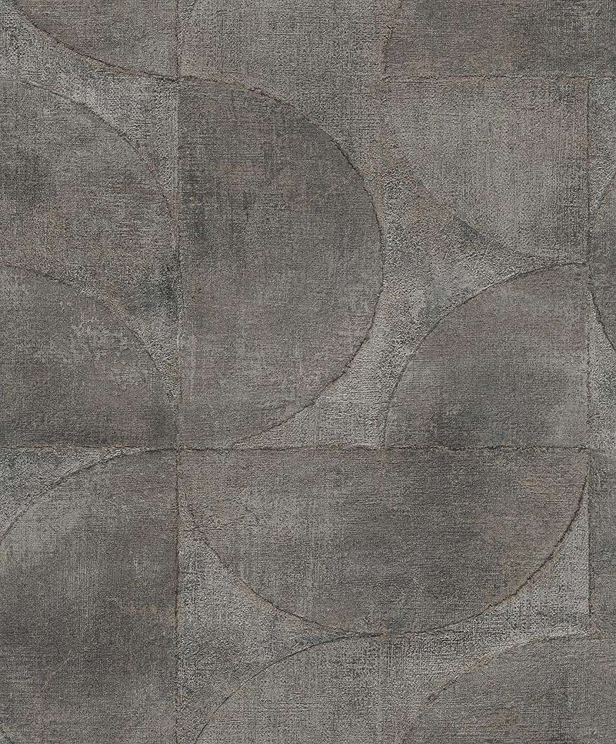 Szürke színű tapéta ezüstös-bronzos geometrikus mintázattal