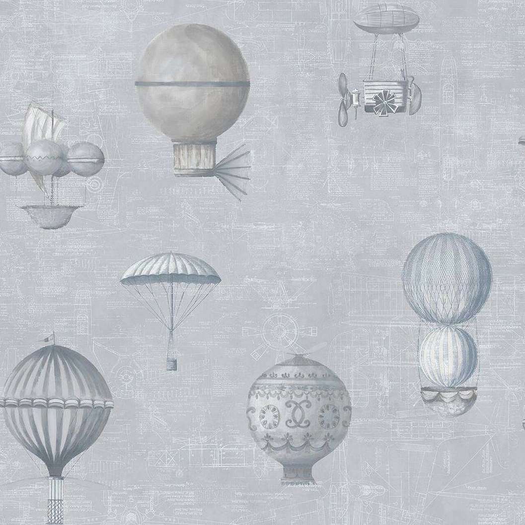 Szürke vintage légballon mintás design tapéta