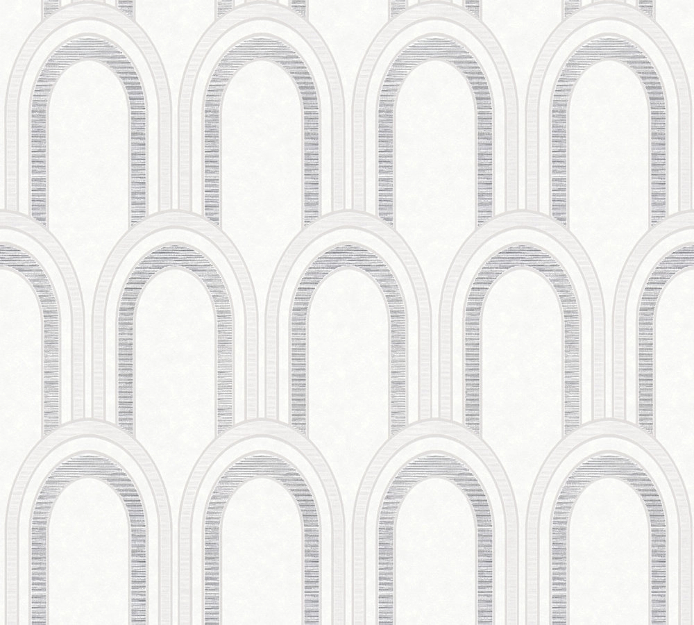 Szürkés fehér boltív mintás art deco design tapéta