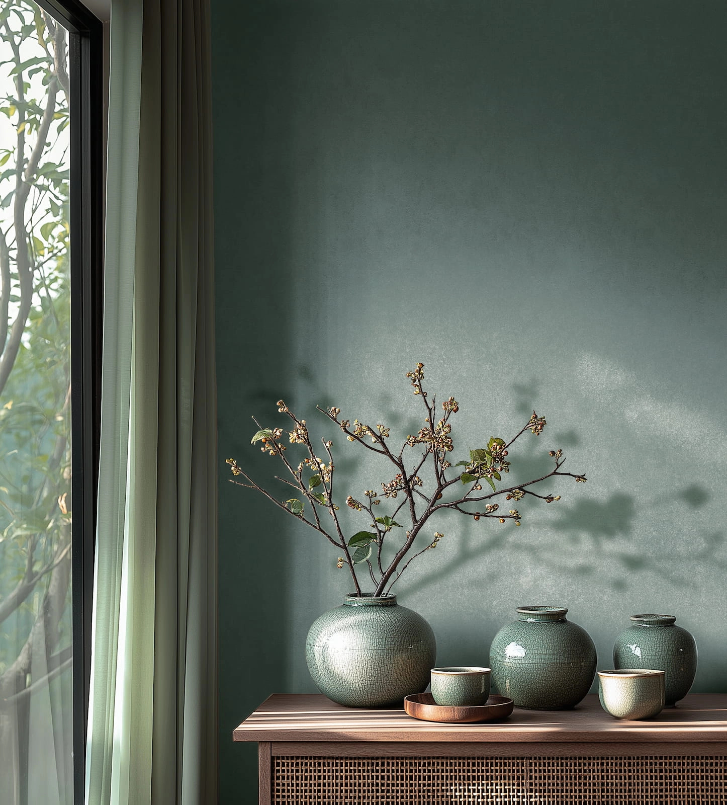 Szürkés zöld beton hatású design tapéta