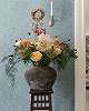 Szürkéskék dekor tapéta népies virágos mintával