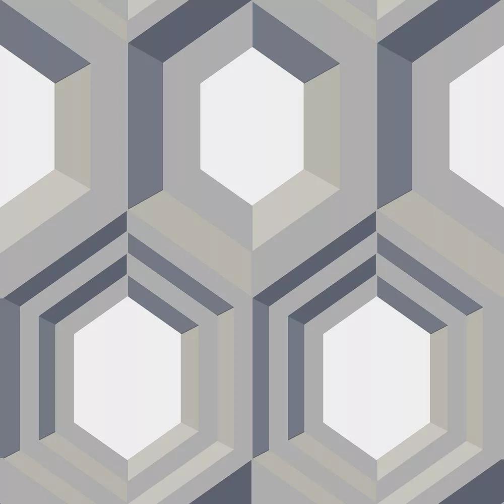 Szürkéskék méhsejt geometrikus mintás modern dekor tapéta