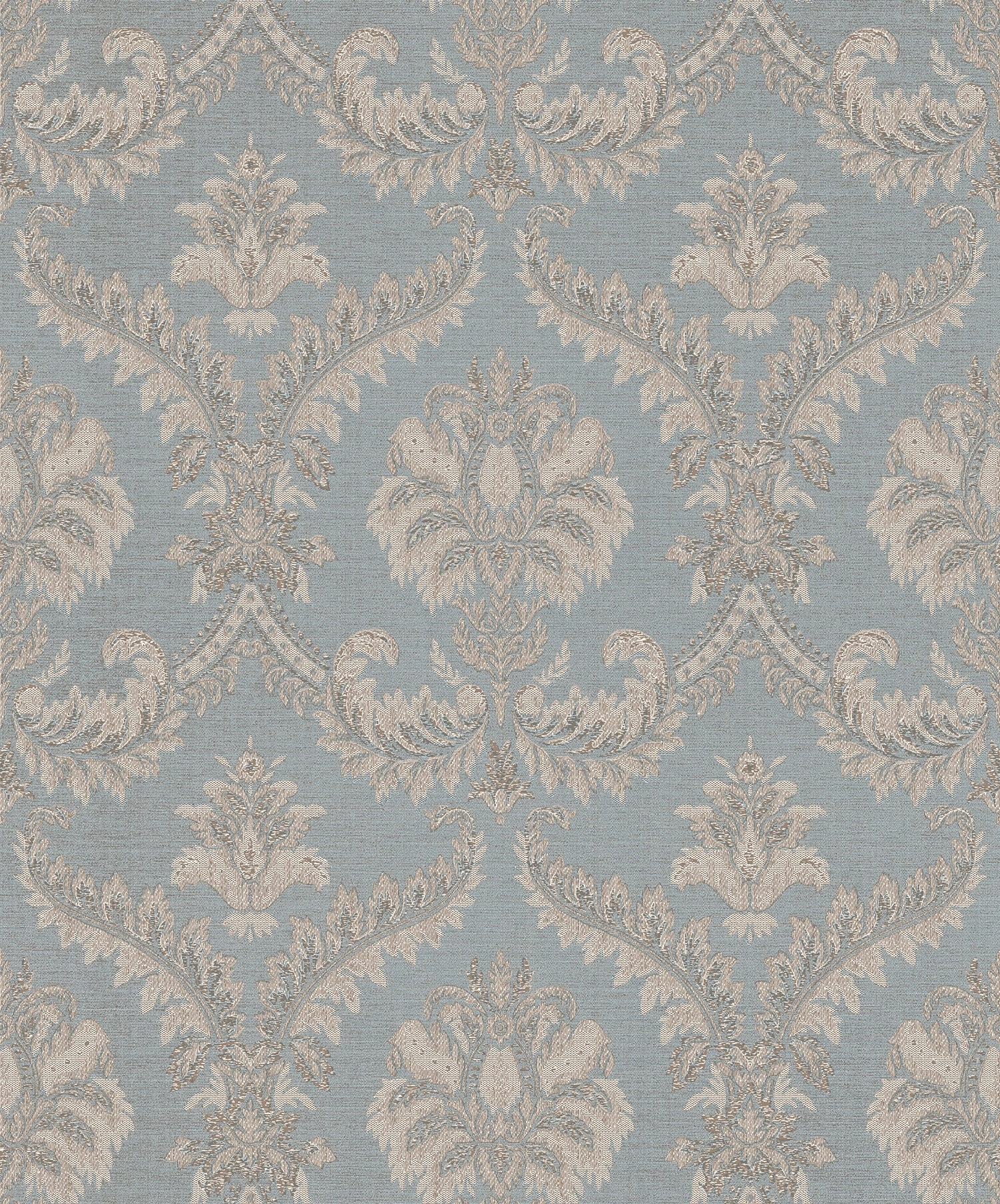 Szürkéskék textilhatású barokk mintás olasz design tapéta