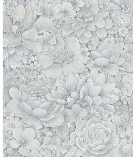 Szürkéskék virágmintás design tapéta struktúrált mosható felülettel