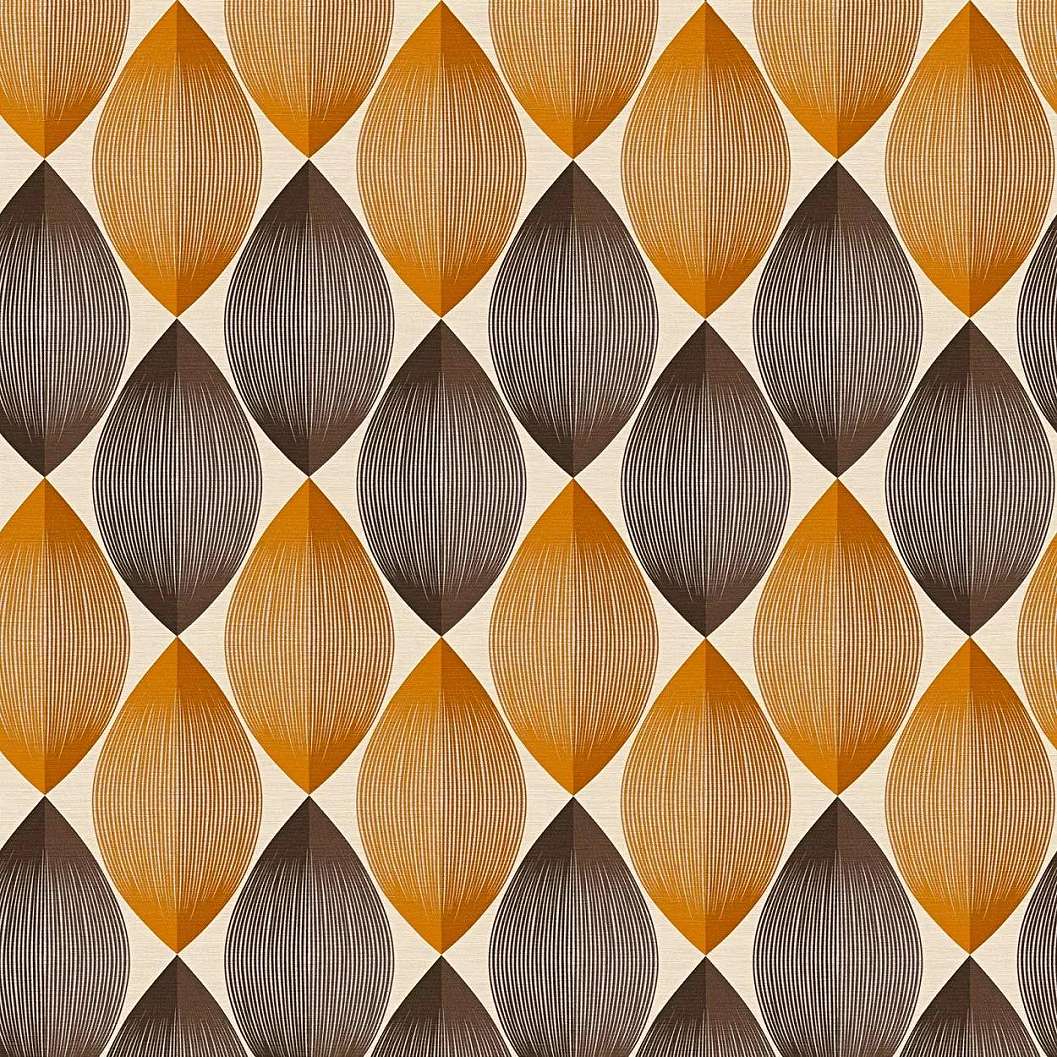 Tapéta barna narancs színben modern geometrikus csíkos mintával