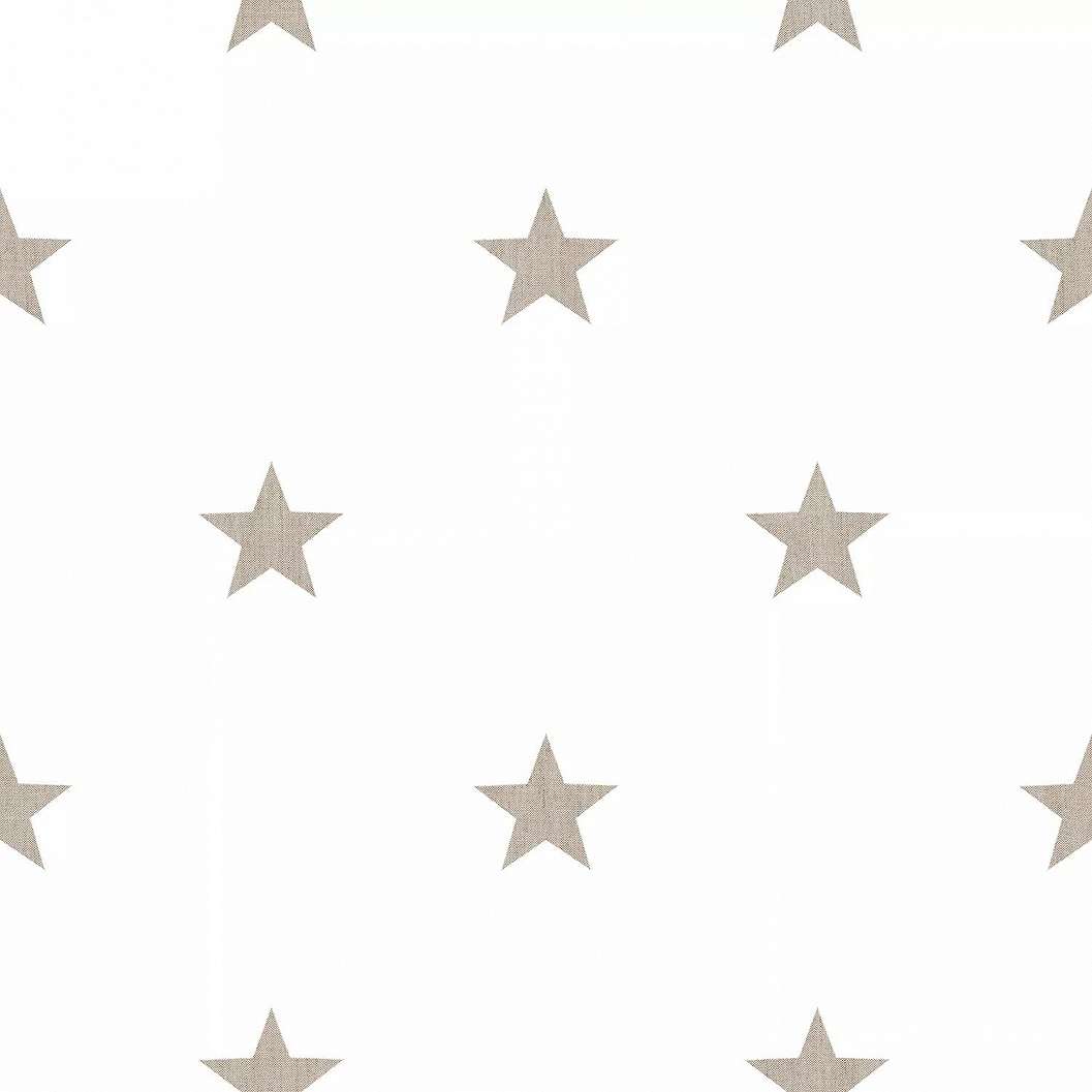 Tapéta fehér alapon drapp csillag mintával