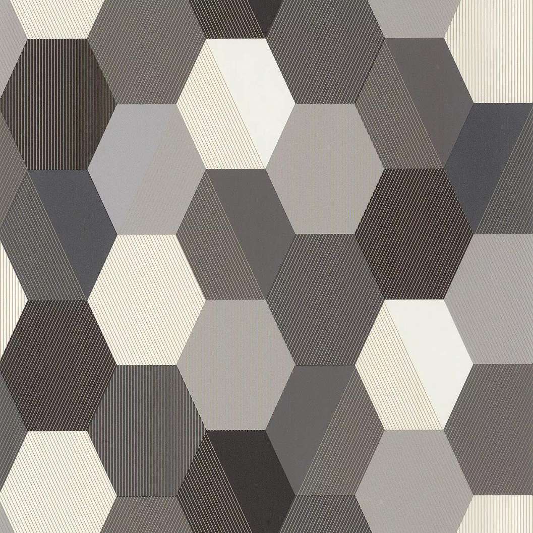 Tapéta fekete fehér színben modern geometrikus mintával