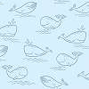 Tapéta gyerekszobába kék bálna mintával skandináv rajzolt stílusban