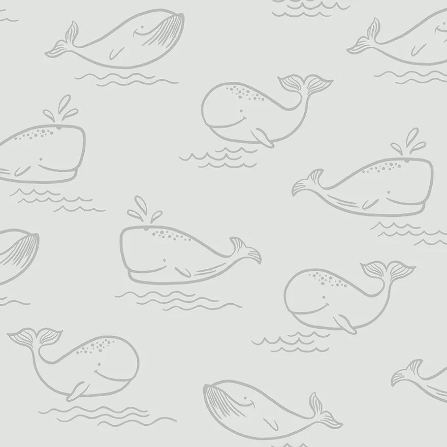 Tapéta gyerekszobába rajzolt skandináv stílusban bálna mintával