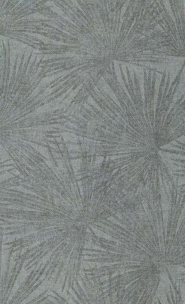 Tapéta kék alapon trópusi pálma levél mintával