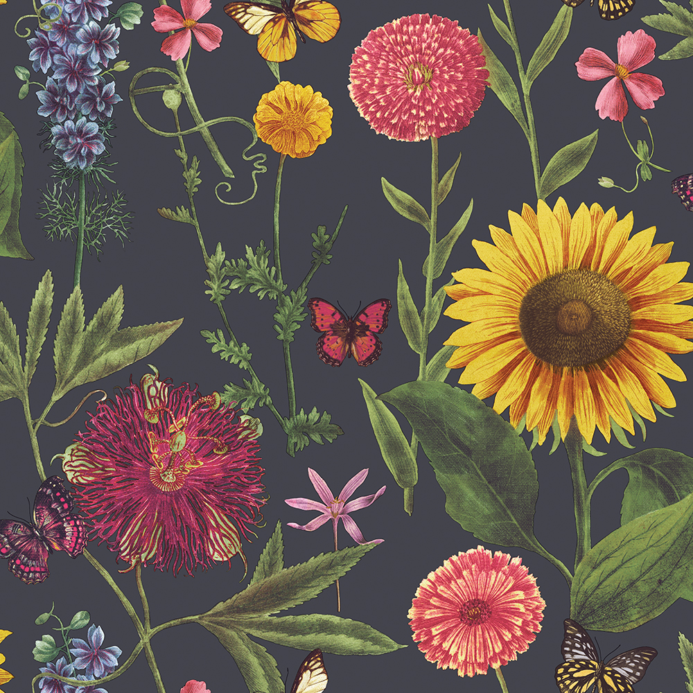 Tapéta napraforgú virág mintával vintage hangulatban vibráló színekkel
