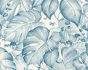 Tapéta trópusi levél, állat mintával kék fehér színben