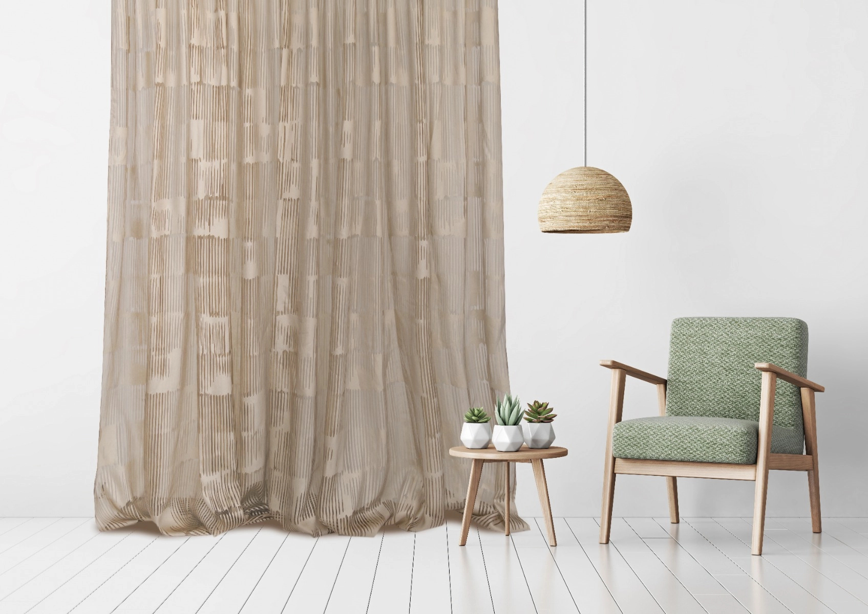 Taupe színű függöny anyag organza