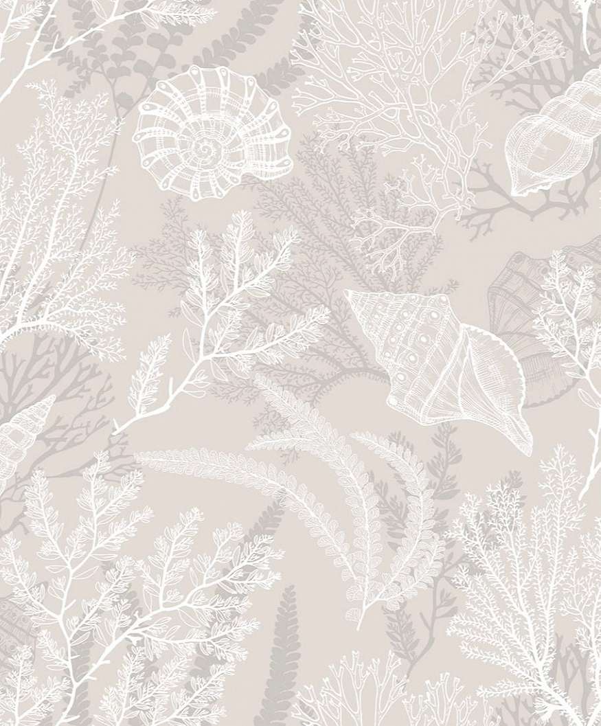 Tengeri csiga és korall mintás beige színű elegáns design tapéta