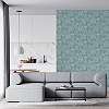 Tengeri csiga és korall mintás ciánkék színű elegáns design tapéta