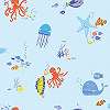 Tengeri élővilág gyerek tapéta, polip, bárna, medúza mintával