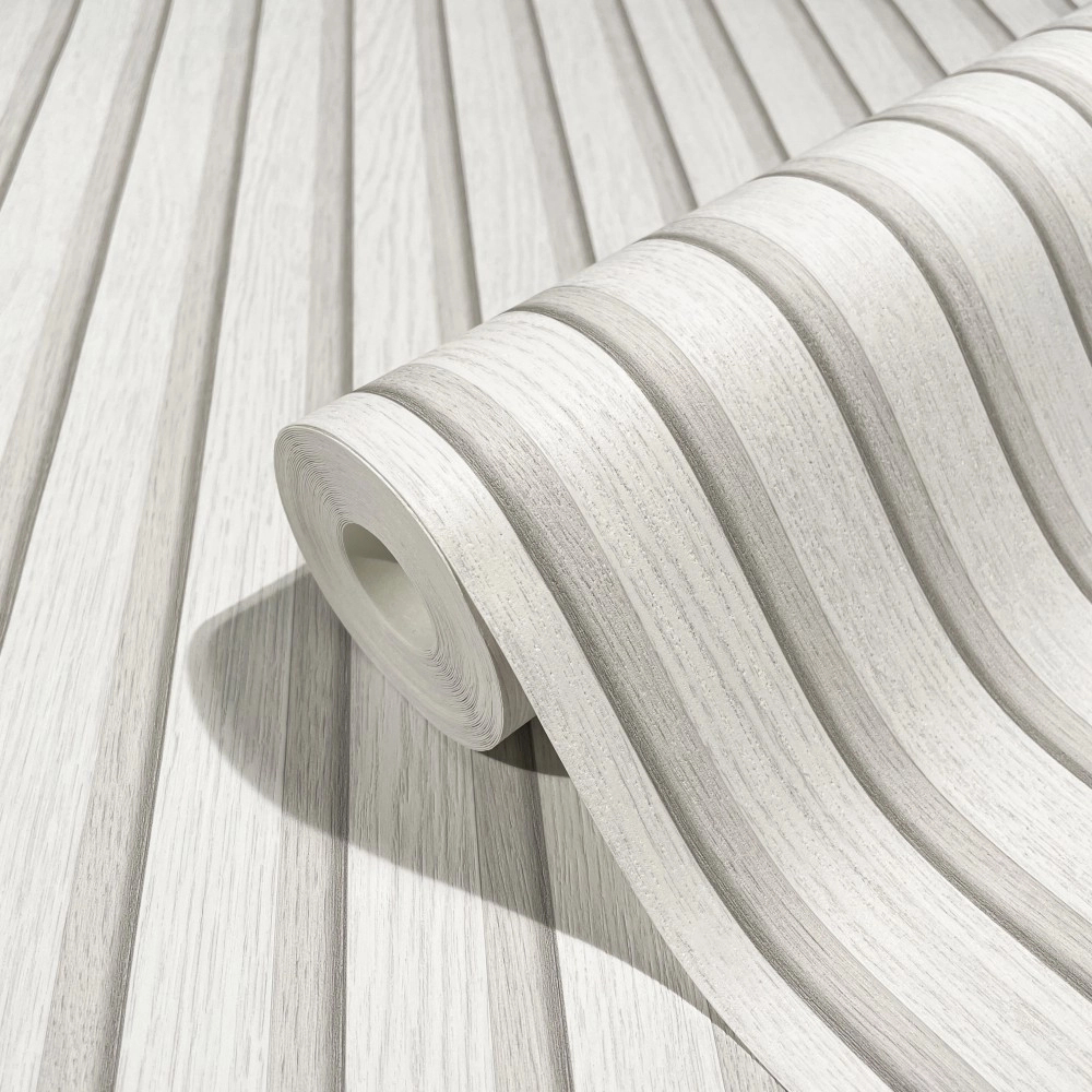 Természetes fa hastású lambéria mintás fehéres színű design tapéta